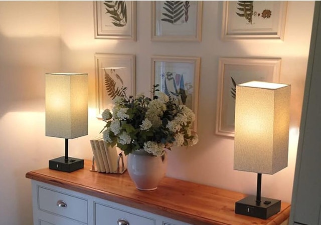 Set of 2 Table Lamps with USB-C, A & Outlets – Bulbs Included - photo 2
