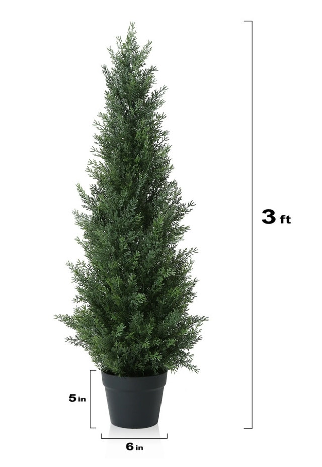 3 FT Artificial Cedar Topiary Trees - photo 2