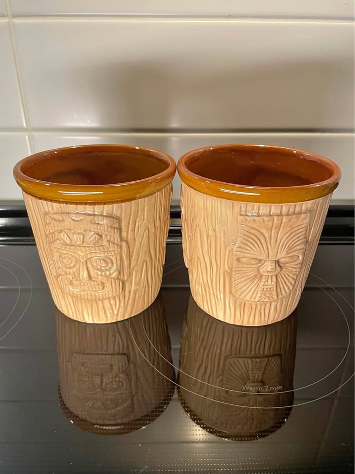 Set of 2 Tiki Mugs / Ceramic Tiki Cups – Vintage Style