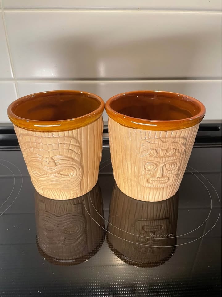 Set of 2 Tiki Mugs / Ceramic Tiki Cups – Vintage Style - photo 3