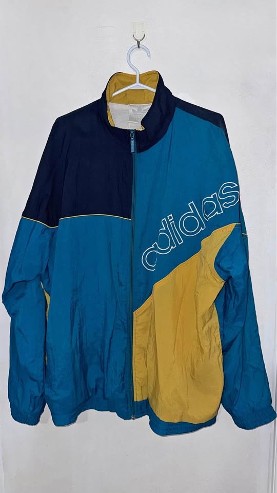 Vintage adidas windbreaker - teal/yellow/navy