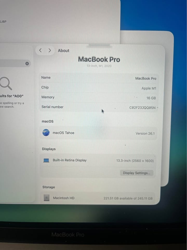 M1 Pro 16GB 256SSD - 13” Apple Macbook Pro - photo 4