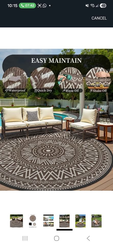 Large Round Waterproof Rug New - photo 4