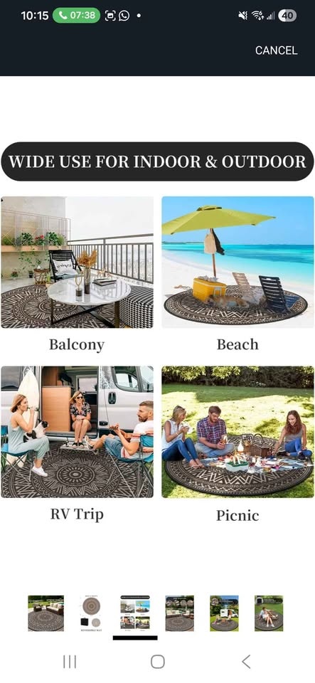 Large Round Waterproof Rug New - photo 5