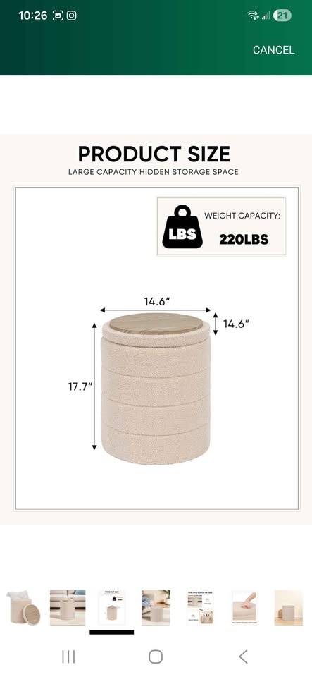 New Round Ottoman with Storage - photo 4