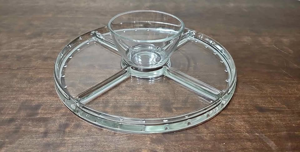 Borgonovo Palladio 4-in-1 glass serving stand - chip & dip tray