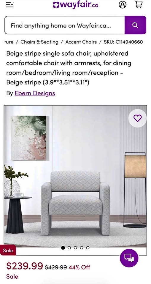 Stylish Accent Chair - Brand New in Box