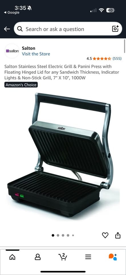 Salton Stainless Steel Electric Grill & Panini Press - photo 2