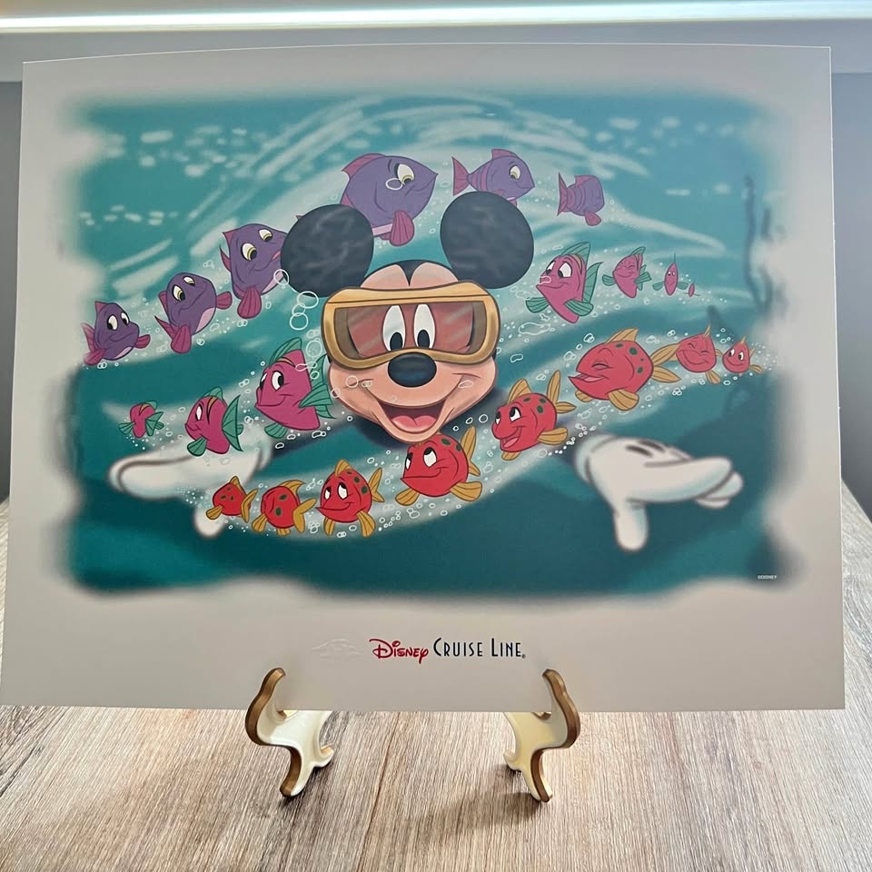 Disney Cruiseline Swimming Mickey Art Piece Litograph