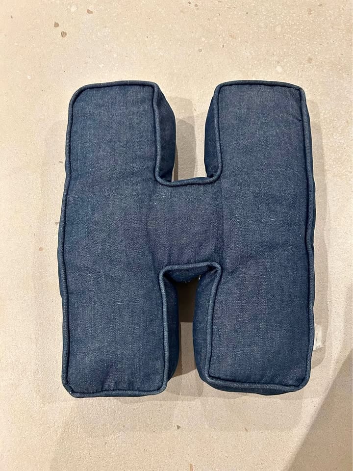 Denim letter h cushion