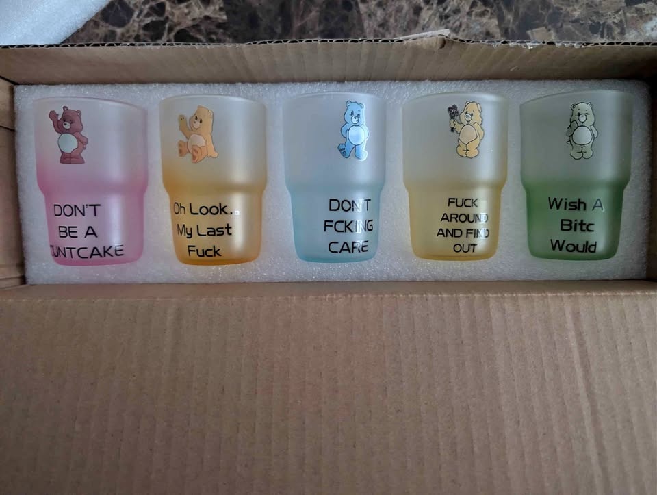 3oz Swear Bears Shot Glasses 5-Pack Mini Glass Sets