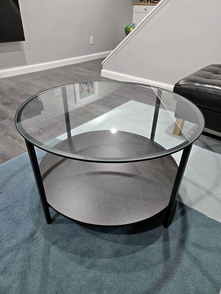 IKEA VITTSJÖ Coffee table, black-brown/glass