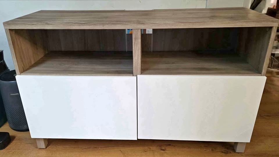 🛋️ IKEA BESTÅ TV Stand – Oak Effect with White Doors