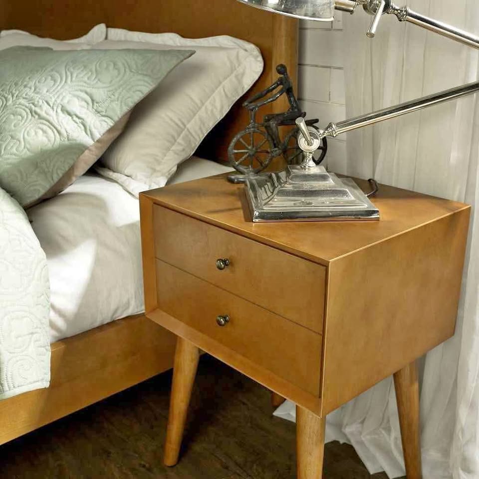 MCM wood night stand / side table
