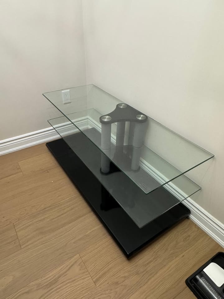 Glass TV Stand / Entertainment Unit – Modern Black & Glass - photo 2