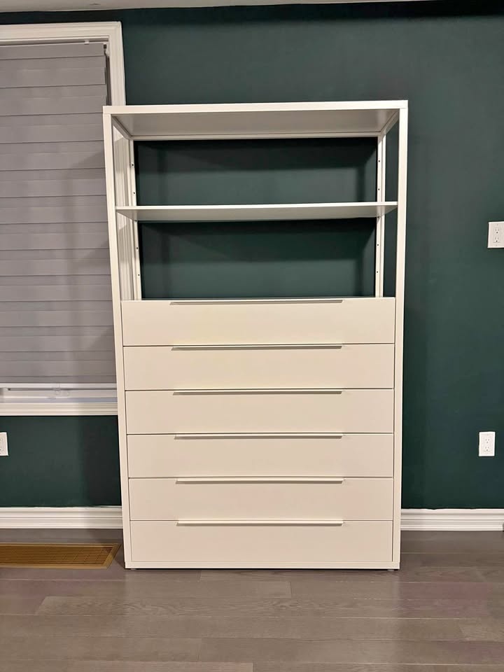 IKEA White Steel Shelving Unit With 6 Drawers (FJÄLKINGE)