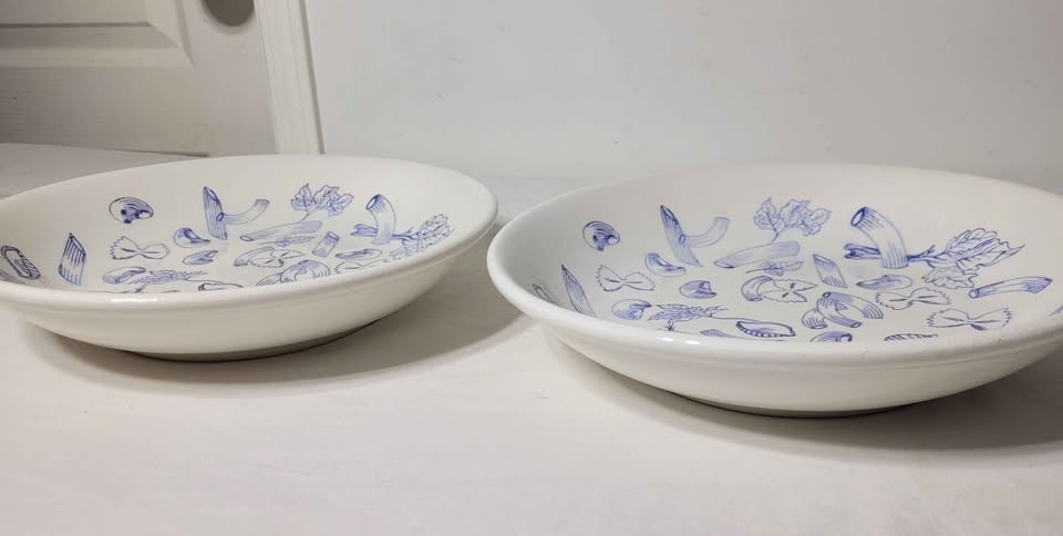 Italian "Blue Pencil Sketch" Pasta Serving Bowl - photo 3