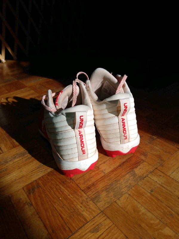 Red UnderArmour baseball cleats mid - photo 4