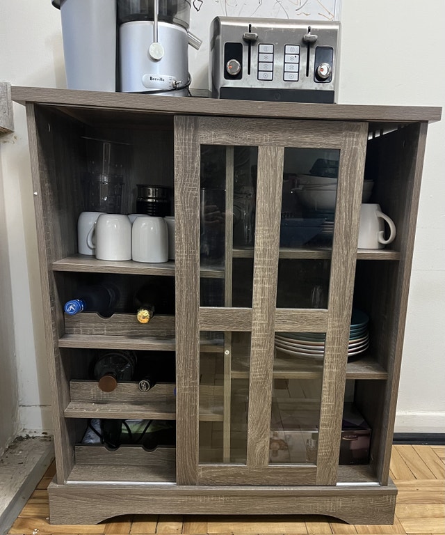 Buffet cabinet with glass sliding door