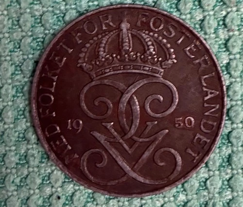 Vintage 1950 War Issue Swedish 5 Ore