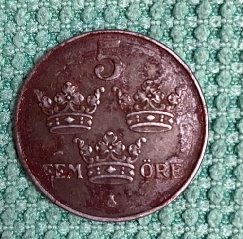 Vintage 1950 War Issue Swedish 5 Ore - photo 2