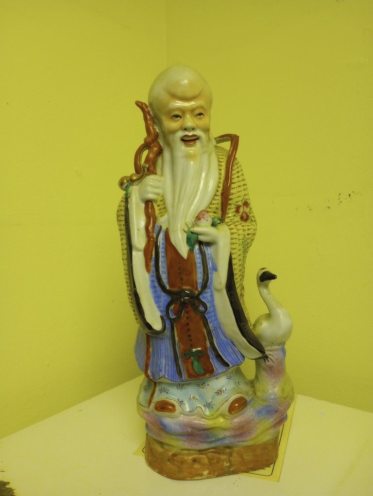 RARE Chinese God Of Longevity Porcelain Figurine