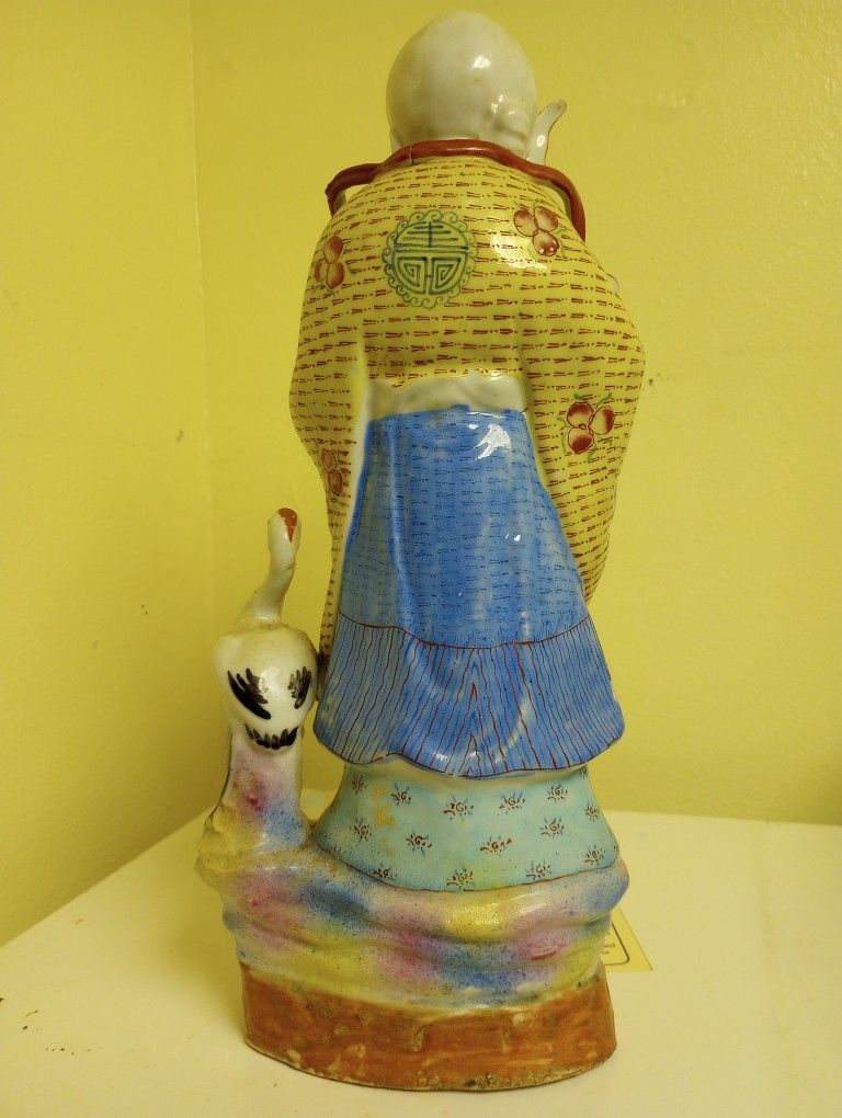 RARE Chinese God Of Longevity Porcelain Figurine - photo 3