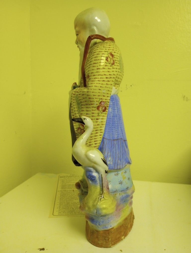 RARE Chinese God Of Longevity Porcelain Figurine - photo 4