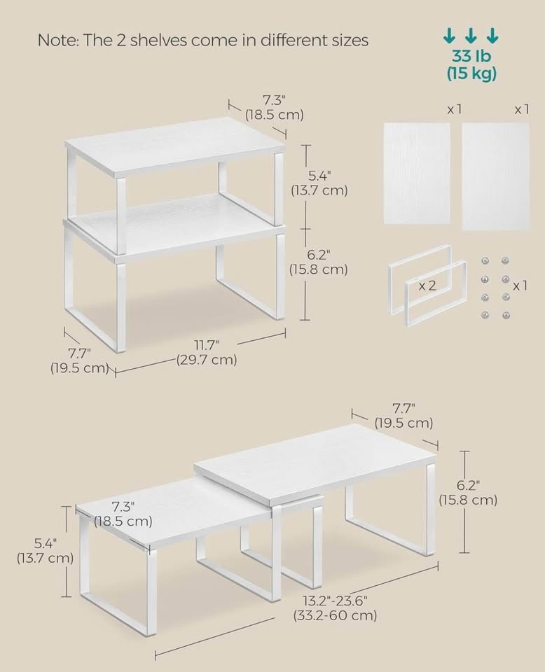 ✨ NEW – SONGMICS Cabinet Organizer Shelf (Set of 2) - photo 3
