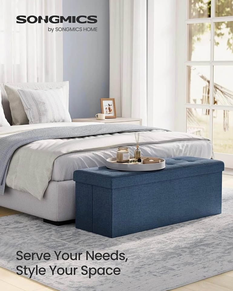 🛋️ SONGMICS Ottoman Bench - Midnight Blue (New)