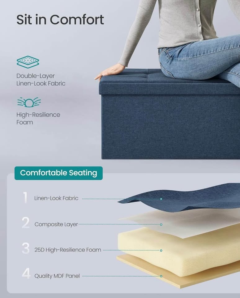 🛋️ SONGMICS Ottoman Bench - Midnight Blue (New) - photo 5