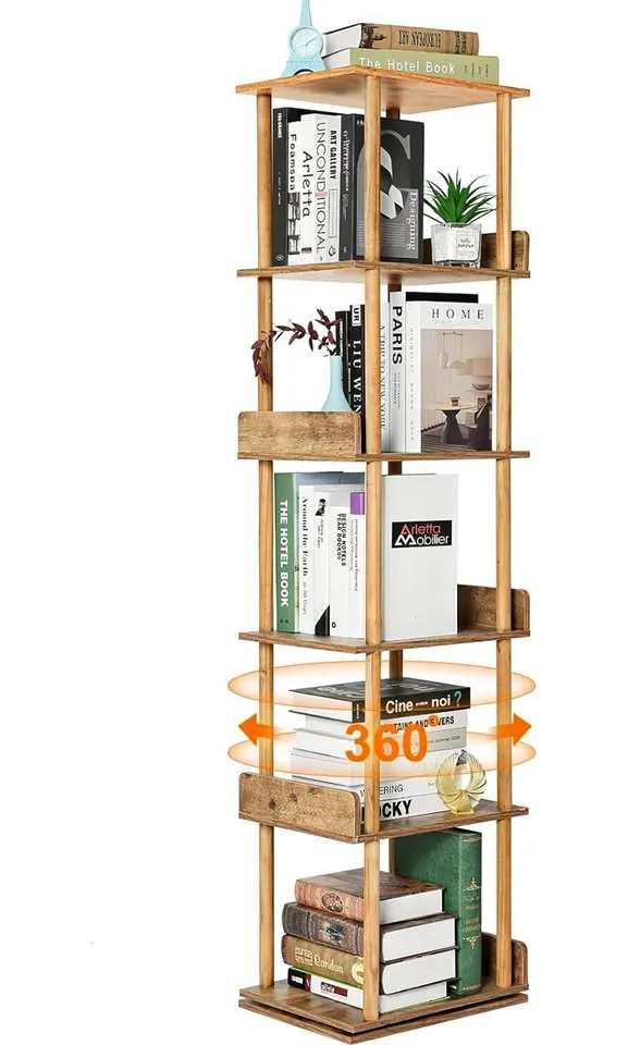 Brand New - 6 Tier 360 Rotating Bookshelf Tower thumbnail