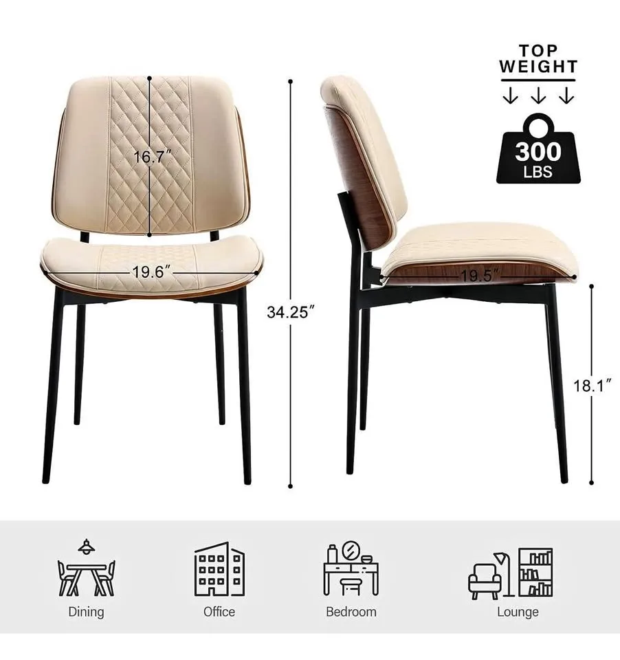 2 Mid Century Walnut Armless Dining Chairs thumbnail