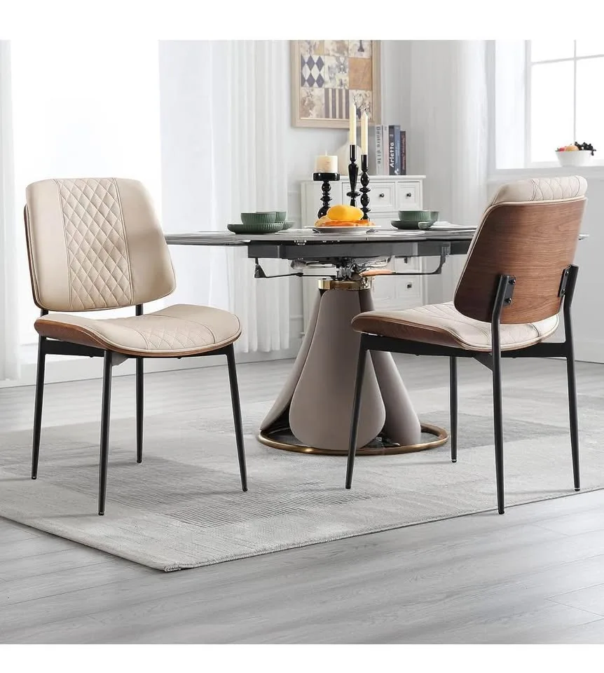 2 Mid Century Walnut Armless Dining Chairs image indicator(3)