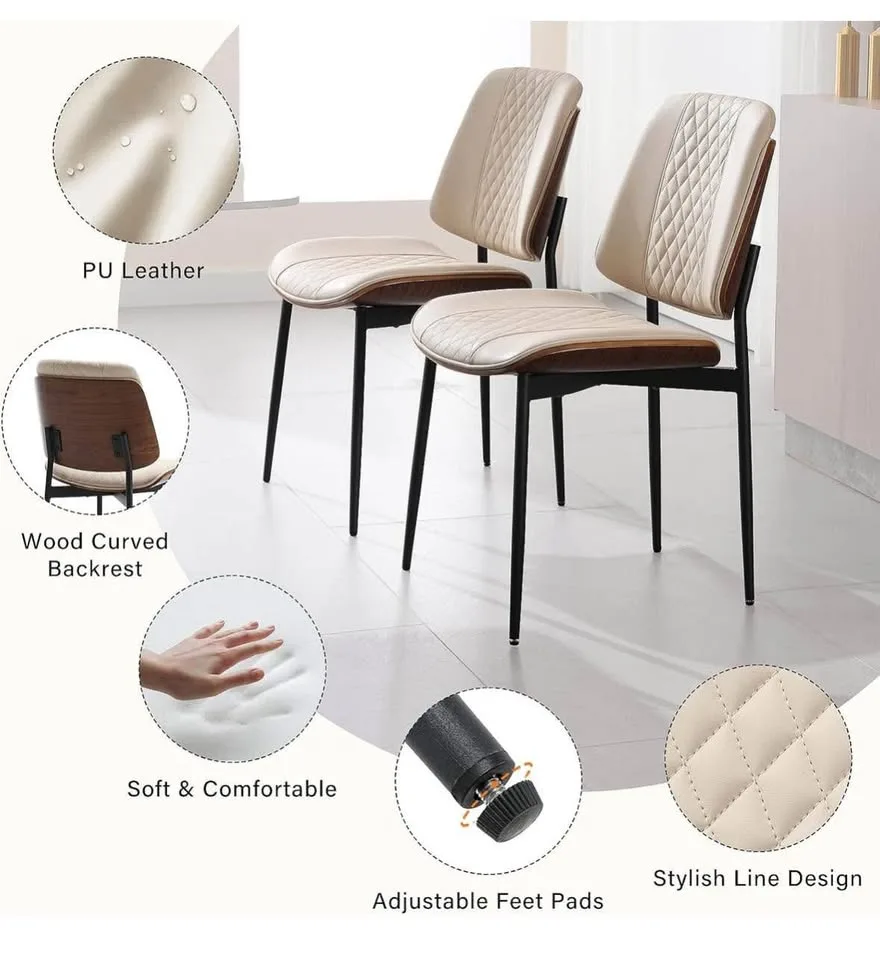 2 Mid Century Walnut Armless Dining Chairs image indicator(4)