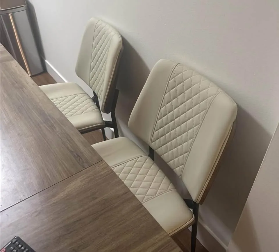 2 Mid Century Walnut Armless Dining Chairs image indicator(5)