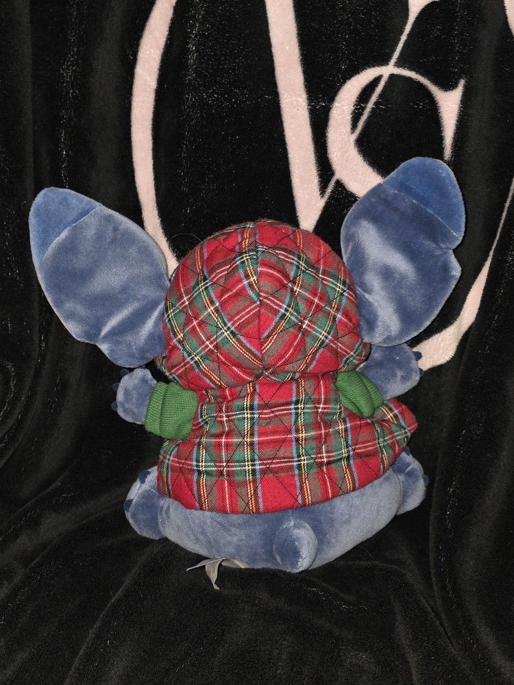 Disney Stitch Plush Green Sweater & Plaid Hooded Vest Holiday - photo 2