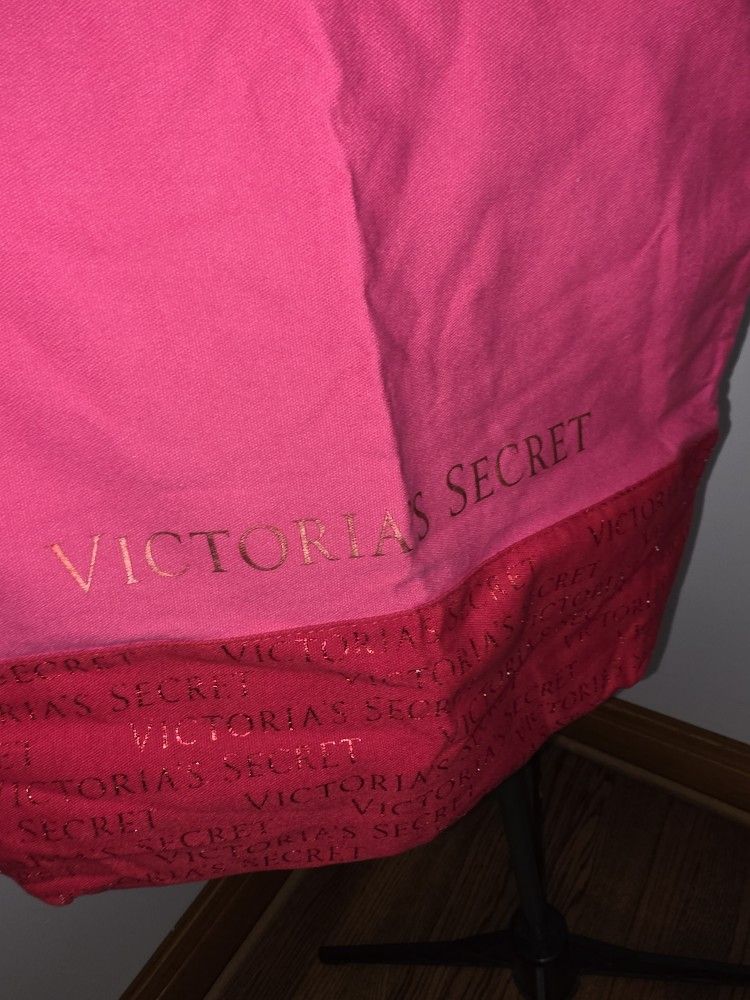 Victorias Secret Canvas Bag Red Pink Metallic Tote - photo 2