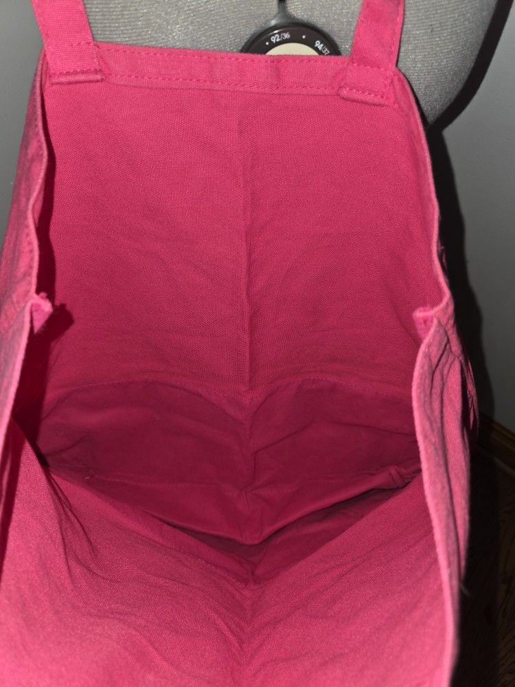 Victorias Secret Canvas Bag Red Pink Metallic Tote - photo 3