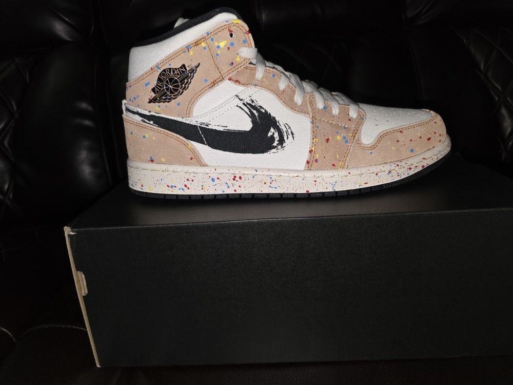 New Jordan 1 Mid SE Brushstroke Paint Splatter - photo 2