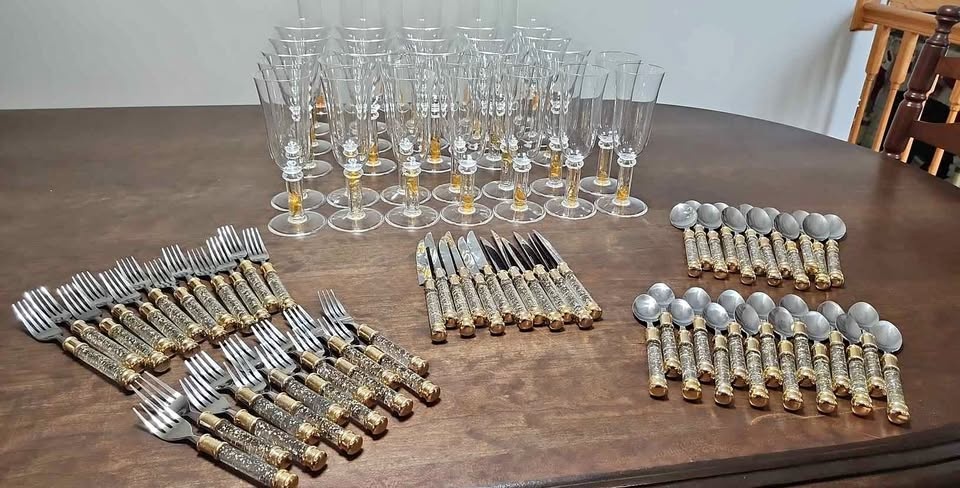 Acrylic Stemware & Cutlery - 98 pieces
