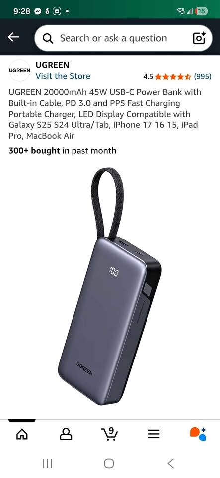 UGREEN 20000mAh 45W USB-C Power Bank