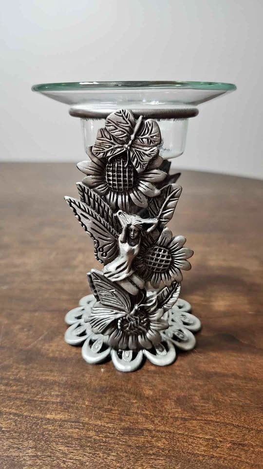 Pewter & Glass Votive Tealight Candle Holder
