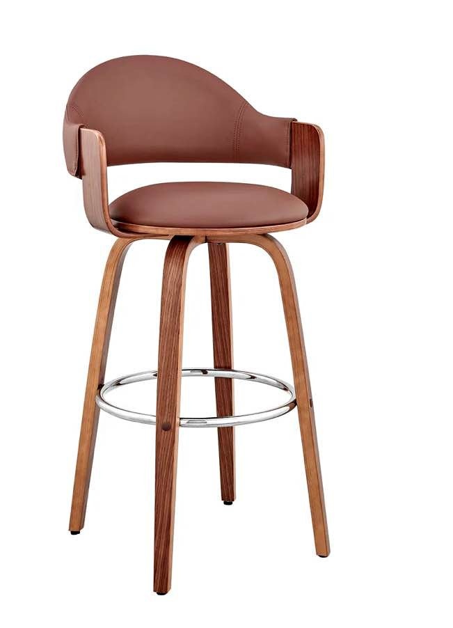 Daxton Bar Stool Brown Faux Leather Walnut Wood 26"