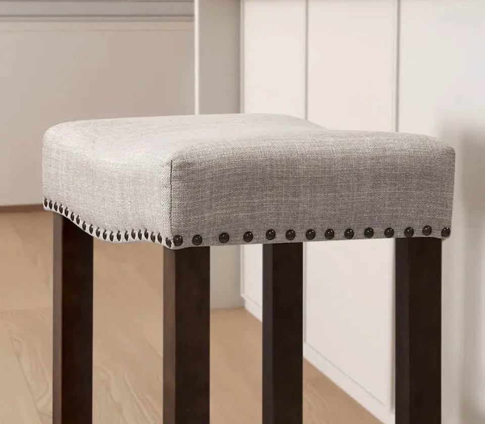 Subrtex Bar/Counter Stools Saddle Linen Solid Wood Farmhouse - photo 2