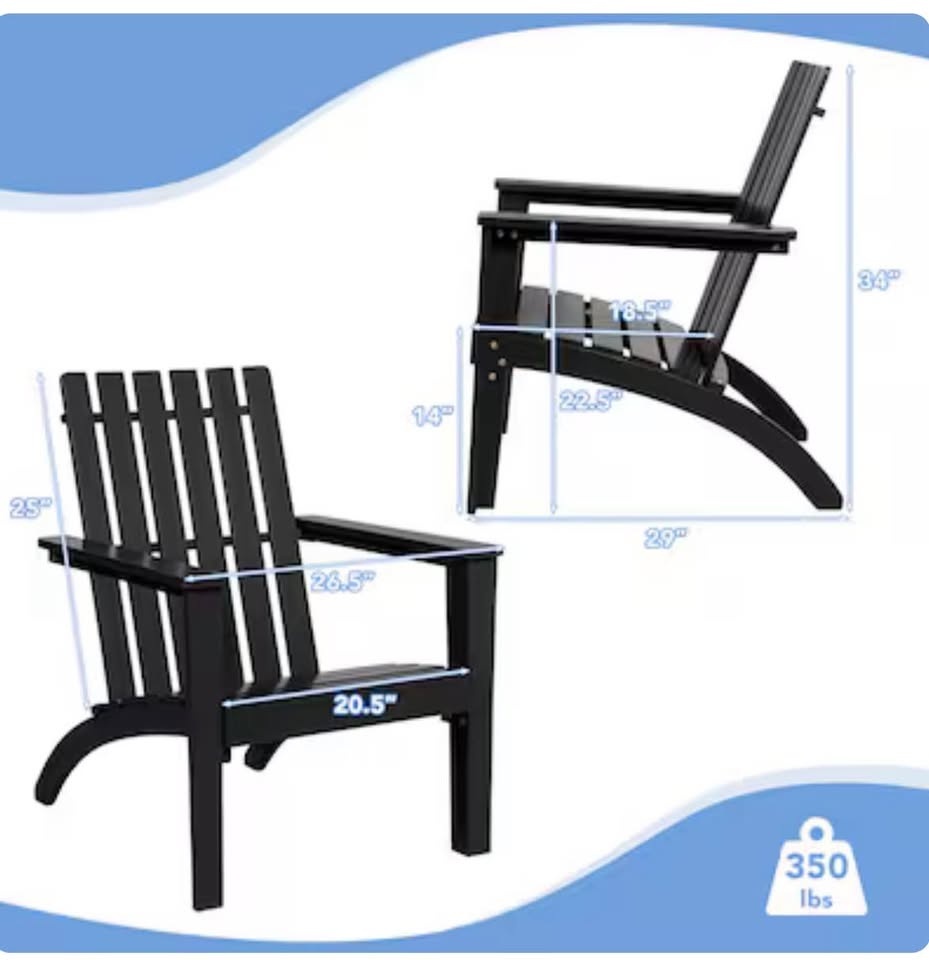 Costway Adirondack Chair Black Wood Frame - photo 3