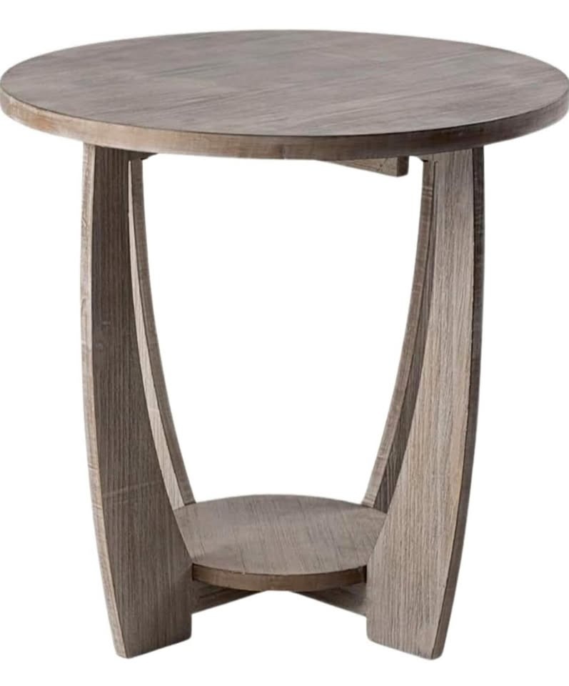 New-Rustic Farmhouse End Table with Storage Shelf