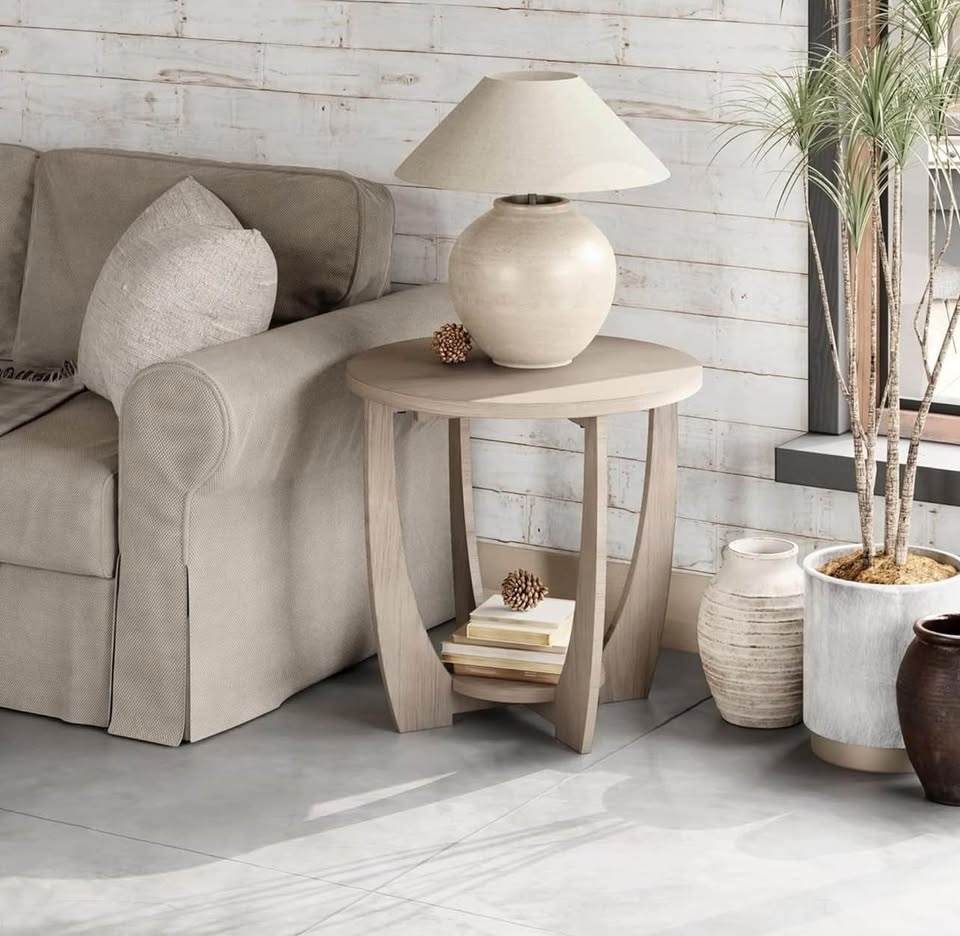 New-Rustic Farmhouse End Table with Storage Shelf - photo 2