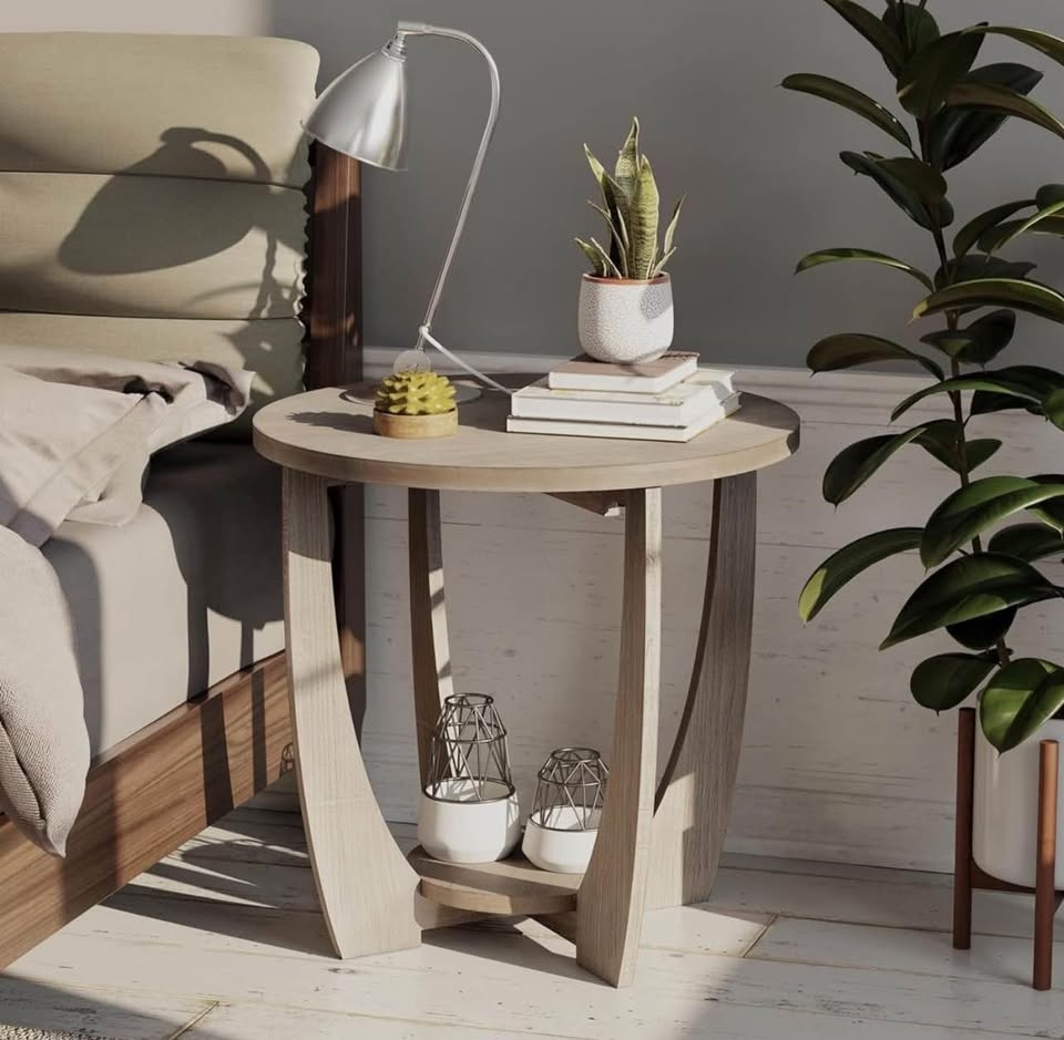 New-Rustic Farmhouse End Table with Storage Shelf - photo 4