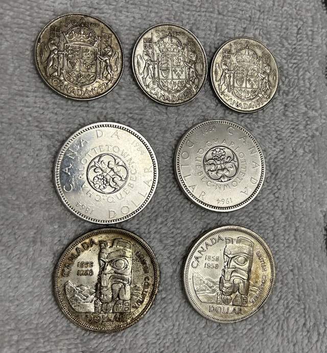 Canadian Silver Half Dollars & Dollars AU +